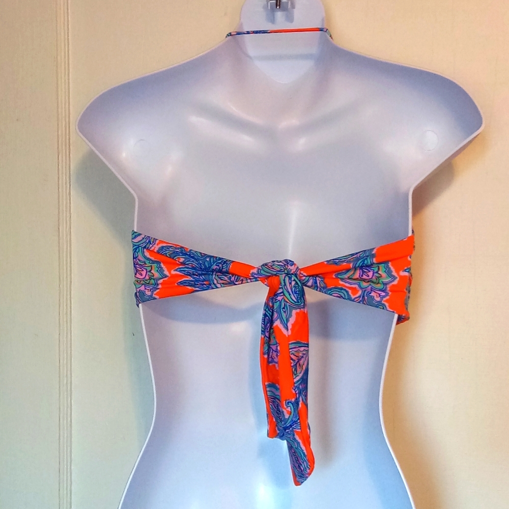 Daniel Cremieux Ladies Orange Paisley Halter Bikini Top Sz M - Picture 4 of 5